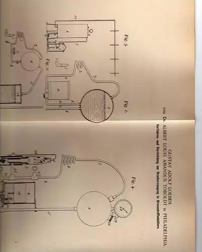 Original Patentschrift - Druckerzeugung in Brennstoffbehältern , 1899, Dr. Toboldt in Philadelphia  !!!