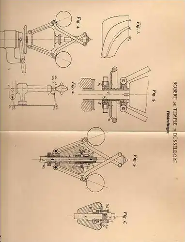 Original Patentschrift - Fliehkraftregler , Technik , 1898 , R. de Temple in Düsseldorf   !!!