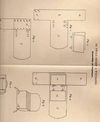 Original Patentschrift - Dr. E. Hecker in Wiesbaden , Reisepass Hülle , 1899 !!!