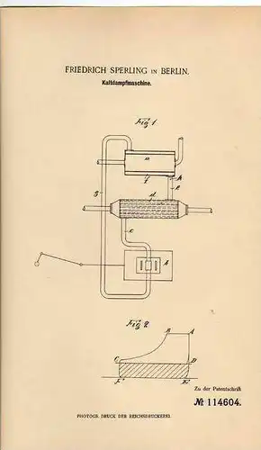 Original Patentschrift - F. Sperling in Berlin , Dampfmaschine , 1899 !!!