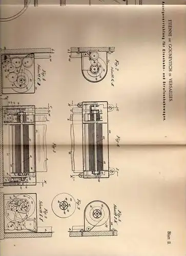 Original Patentschrift - E. de Gounevitch dans Versailles , 1901 ,Train, tram, appareils !!!