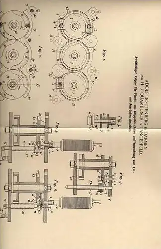 Original Patentschrift -  A. Bottenberg in Barmen und Langerfeld ,1900 , Flechtmaschine , Flechten , Klöppeln !!!