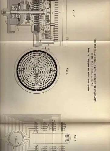 Original Patentschrift - The international Typal Telegraph Company in Detroit , USA ,  Telegraph Baudot , telegraphy !!!