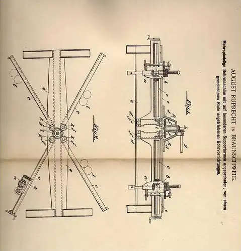 Original Patentschrift - August Ruprecht in Braunschweig , Bohrmaschine , 1900!!!