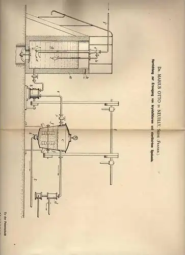 Original Patentschrift -  Dr. Maurius Otto in Neuilly , Seine Frankreich , Eismaschine 1900 !!!