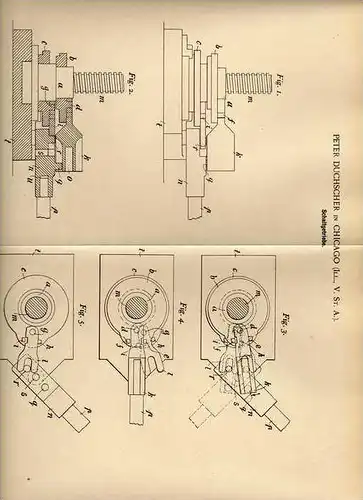 Original Patentschrift -  Schaltgetriebe für KFZ , Peter Duscher / Chicago USA 1900 !!!