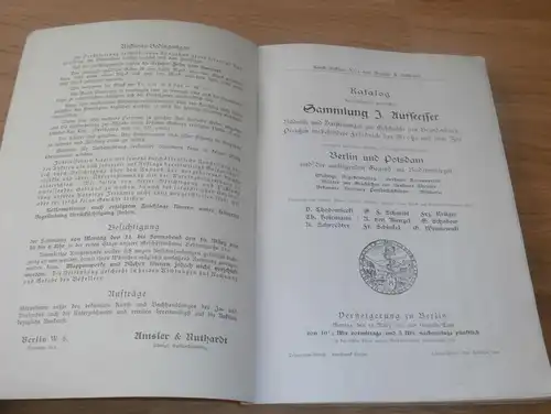 Katalog zur Sammlung J. Aufsesser , 1912, Versteigerung , Auktion , Friedrich der Große und seine Zeit, Gemälde , Bilder