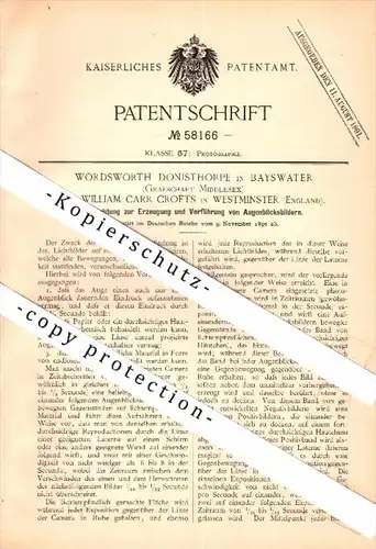Original Patent - W. Donisthorp in Bayswater and W. Carr Crofts in Westminster , 1890 , Camera for instant pictures !!!