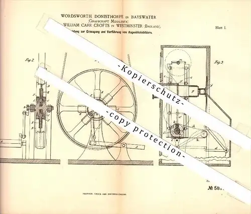 Original Patent - W. Donisthorp in Bayswater and W. Carr Crofts in Westminster , 1890 , Camera for instant pictures !!!