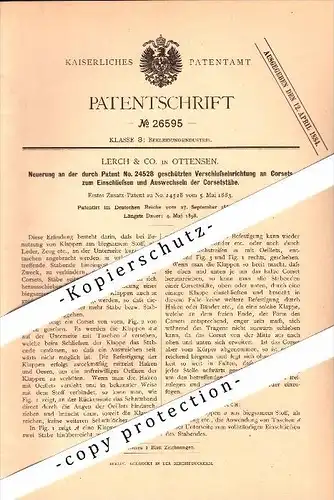 Original Patent - Lerch & Co in Ottensen b. Hamburg , 1883 , Corset , Korsett !!