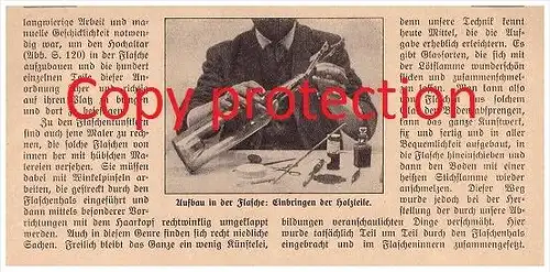 original Zeitungsbericht - 1911 - Flaschen-Kunst , Flaschenkunst , Flasche , Glas , Kunst !!!