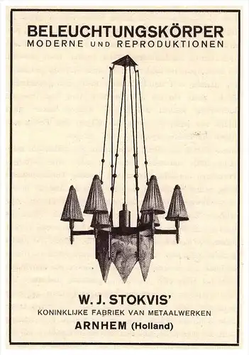 original Werbung - 1927 - W.J. Stokvis , in Arnhem , Holland , Beleuchtung , Lampen , Arnheim !!!