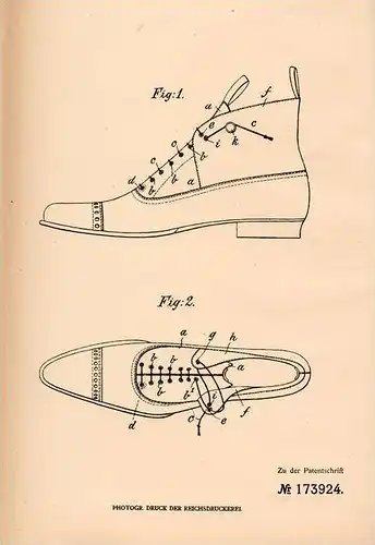 Original Patentschrift - Max Ertel in Glatz / Klodzko i. Schl., 1904, Verschluß für Schuhe , Schnürsenkel , Schumacher !