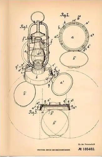 Original Patentschrift - K. Götzelmann in Eberbach a.N., 1906 , Sturmlaterne , Signallaterne , Laterne , SOS !!!