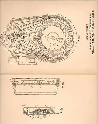 Original Patentschrift - H. Peters in Dümpten b. Styrum u. Mülheim , 1902 , Elektrische Weckuhr , Uhr !!!