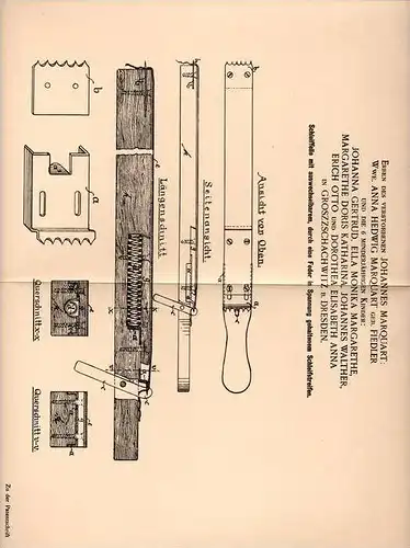 Original Patentschrift - Erben des Johannes Marquart in Großzschachwitz ,1901, Feile mit auswechselbarem Schleifstreifen