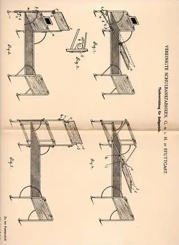 Original Patentschrift - Vereinigte Schulbankfabrik GmbH in Stuttgart , 1899 , Tischvorrichtung für Bettgestelle !!!