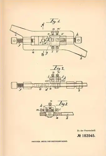 Original Patentschrift - J. Schulze in Bellersen , 1906 , Gewindeschneidkluppe , Gewindeschneider , Brakel b. Höxter !!!