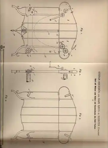 Original Patentschrift - K. Krug in Szentes , Ungarn , 1897 , Bett mit Walzen !!!