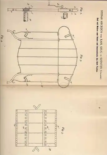 Original Patentschrift - K. Krug in Szentes , Ungarn , 1897 , Bett mit Walzen !!!