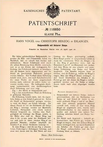 Original Patentschrift - C. Herzog in Erlangen , 1900 , Stulpen - Stiefel , Reitstiefel , Reiter , Reiten , Schuster !!!