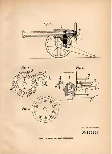 Original Patentschrift - Spielzeugkanone , Kanone , 1903 , F. Christen in Charlottenburg !!!