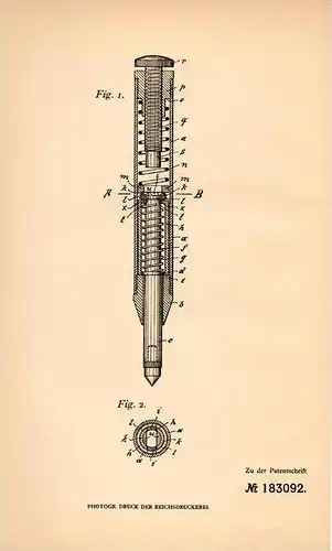 Original Patentschrift - H. Bartenbach in Leopoldshöhe , 1906 , Schlagwerkzeug !!!