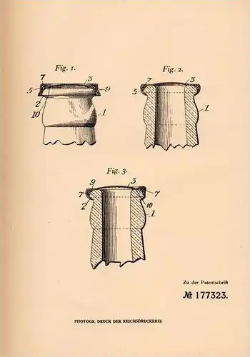 Original Patentschrift - A. Wood in City of Atlanta , 1904 , Verschluß für Flaschen !!!