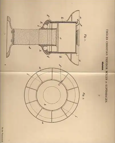 Original Patentschrift - Kelch für Altar , Kirche , 1900 , Th. Möller in Kopenhagen , Prediger !!!