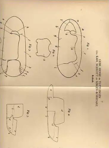 Original Patentschrift - Gebr. Henke in Tuttlingen und Singen - Konstanz , 1899 , Schuh , Schuhmacher !!!