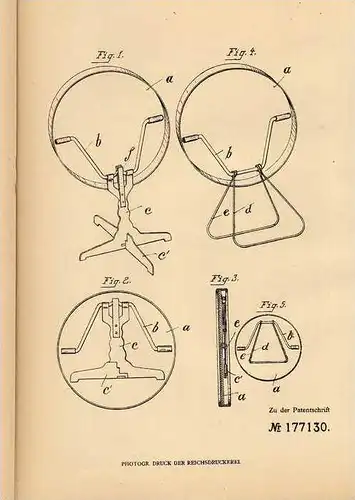 Original Patentschrift - Däumler & Riedel in Zirndorf b. Nürnberg , 1905 , Hand- und Stehspiegel , Spiegel !!!