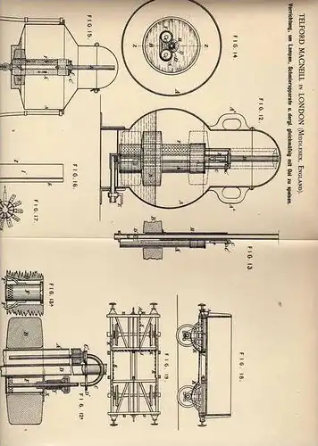 Original Patentschrift - T. Macneill in London , 1889 , Schmierung mit Oel von Lampen , Laterne !!!