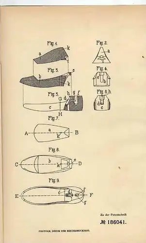 Original Patentschrift - E. Leonhardt in Bruchsal , 1906 , durchgenähtes Schuhwerk , Schuhe , Schuster !!!