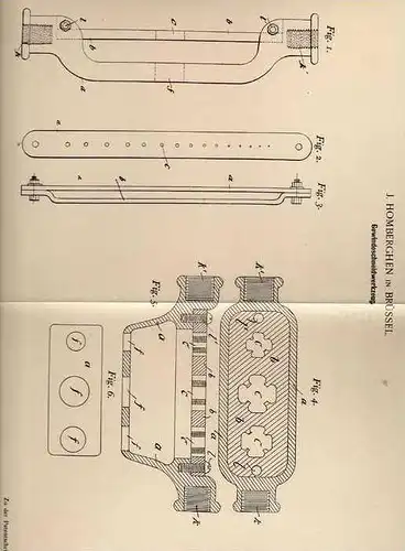 Original Patentschrift - J. Homberghen in Brüssel , 1899 , Gewindeschneider , Gewinde !!!