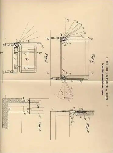 Original Patentschrift - G. Blissmer in Wien , 1898 , Sofa in Bett verwandelbar !!!