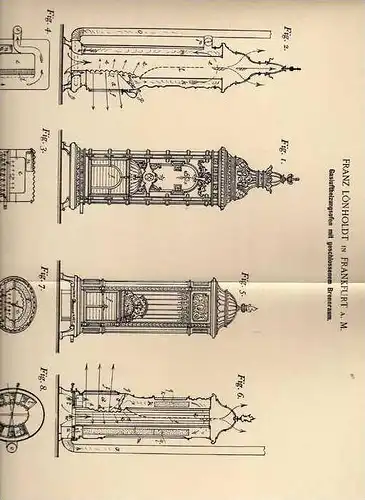Original Patentschrift - Ofen , Kamin , Gasofen , 1894 , F. Lönholdt in Frankfurt a.M. , Heizung , Feuerung !!!