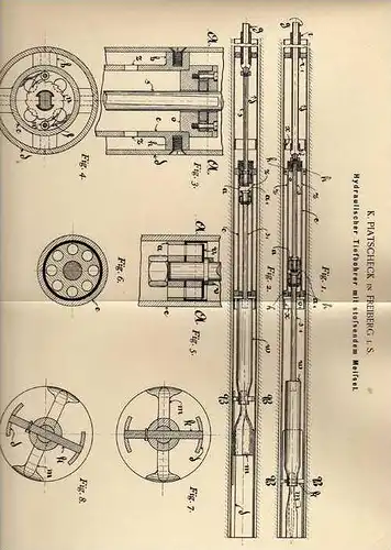 Original Patentschrift - K. Piatscheck in Freiberg i.S., 1894 , Tiefbohrer , Bergbau , Bergwerk !!!