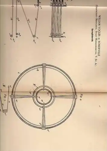 Original Patentschrift - W. Vogler in Somerville , 1894 , Sitz mit Sprungfeder , Sessel !!!