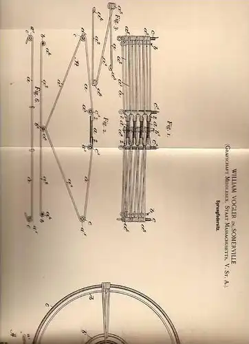 Original Patentschrift - W. Vogler in Somerville , 1894 , Sitz mit Sprungfeder , Sessel !!!