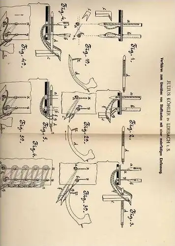 Original Patentschrift - J. Köhler in Limbach , 1900 , Umnähen von Stoffkanten , Näherei , Nähmaschine !!!