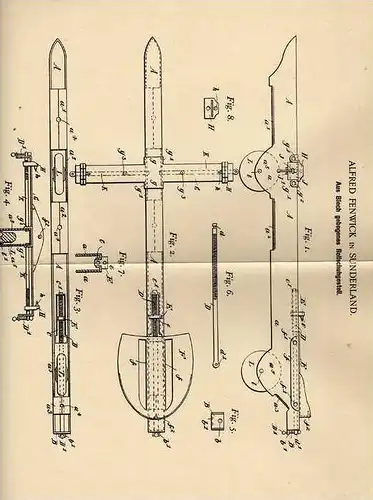 Original Patentschrift - A. Fenwick in Sunderland , 1901 , Rollschuhgestell , Rollschuhe , Schlittschuhe !!!