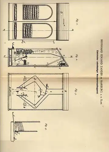 Original Patentschrift - B. Zander in Harburg , Elbe , 1887 , elektr. Verkaufsapparat für Waren !!!