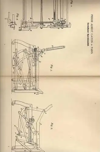 Original Patentschrift - Stuhl für Operation , 1899, P. Gayon in Paris , Arzt , Chirurg , OP !!!