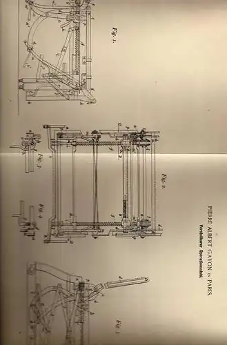 Original Patentschrift - Stuhl für Operation , 1899, P. Gayon in Paris , Arzt , Chirurg , OP !!!