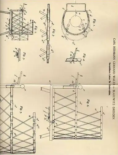Original Patentschrift - verstellb. Lehne für Kinderstuhl , 1897 , C. Wauer in Blasewitz - Dresden !!!