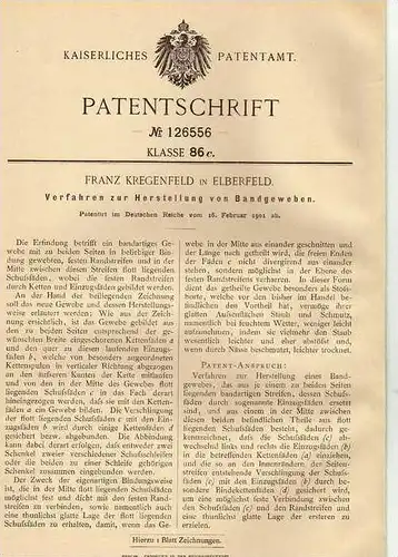 Original Patentschrift -  Franz Kregenfeld in Elberfeld , 1901 , Bandgewebe , Gewebe , Wuppertal !!!