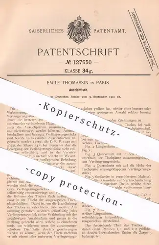 original Patent - Emile Thomassin , Paris , Frankreich , 1900 , Ausziehtisch | Tisch | Holztisch | Tischlerei , Möbel