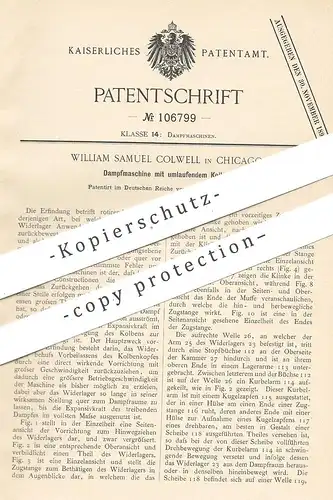 original Patent - William Samuel Colwell , Chicago , 1897 , Dampfmaschine mit umlaufendem Kolben | Dampfmaschinen !!