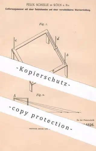 original Patent - Felix Schelle , Köln / Rhein , 1899 , Entfernungsmesser mit Visier | Objektiv , Ocular , Diopter !!