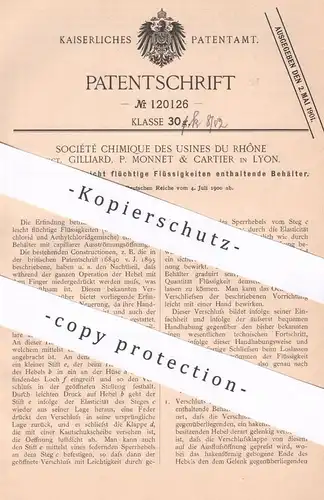 original Patent - Société Chimique Usines Du Rhône Gillard , P. Monnet & Cartier , Lyon Frankreich | Gefäß - Verschluss